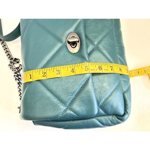 Persaman New York Quilted Teal Green Leather Satchel Bag Purse - Picture 8 of 9